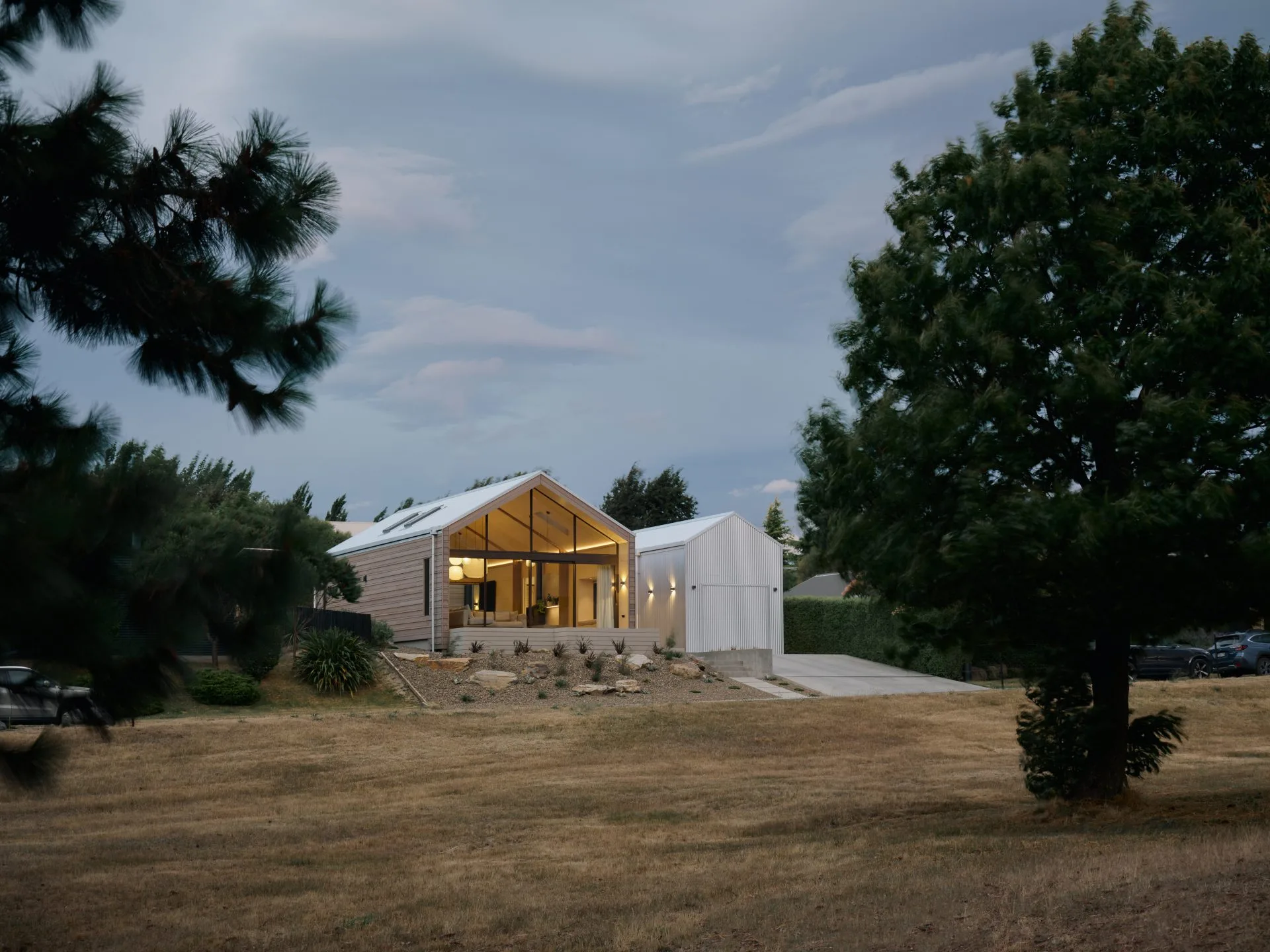 Street view of sustainable pavilion home