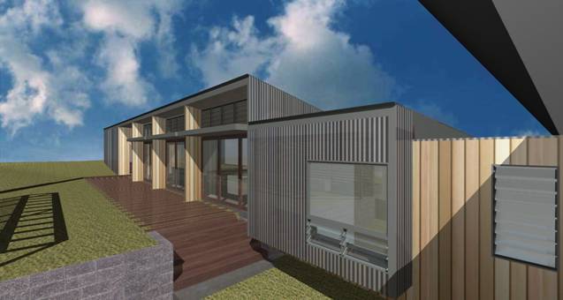 Redhead house render bourne blue
